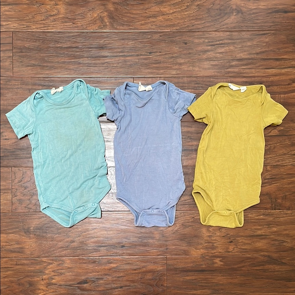 Kids One Pieces in Blue, Green, and Yellow